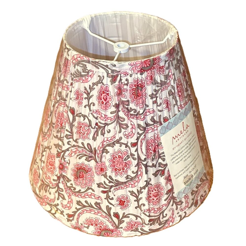 NWT, Pink Floral Hand Made Lamp Shade, 6" x 12" x 10" - Picture 5 of 7